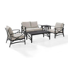 Load image into Gallery viewer, Kaplan 5Pc Outdoor Metal Conversation Set Oatmeal/Oil Rubbed Bronze - Loveseat, Coffee Table, Side Table, & 2 Armchairs