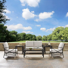 Load image into Gallery viewer, Kaplan 6Pc Outdoor Metal Conversation Set Oatmeal/Oil Rubbed Bronze - Loveseat, Coffee Table, 2 Armchairs, & 2 Side Tables