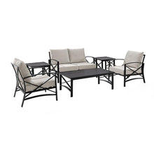 Load image into Gallery viewer, Kaplan 6Pc Outdoor Metal Conversation Set Oatmeal/Oil Rubbed Bronze - Loveseat, Coffee Table, 2 Armchairs, & 2 Side Tables