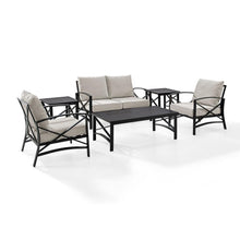Load image into Gallery viewer, Kaplan 6Pc Outdoor Metal Conversation Set Oatmeal/Oil Rubbed Bronze - Loveseat, Coffee Table, 2 Armchairs, & 2 Side Tables
