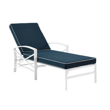 Load image into Gallery viewer, Kaplan Outdoor Metal Chaise Lounge Navy/White