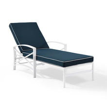 Load image into Gallery viewer, Kaplan Outdoor Metal Chaise Lounge Navy/White