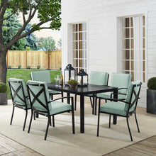 Load image into Gallery viewer, Kaplan 7Pc Outdoor Metal Dining Set Mist/Oil Rubbed Bronze - Table & 6 Chairs