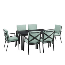 Load image into Gallery viewer, Kaplan 7Pc Outdoor Metal Dining Set Mist/Oil Rubbed Bronze - Table & 6 Chairs
