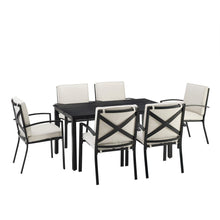 Load image into Gallery viewer, Kaplan 7Pc Outdoor Metal Dining Set Oatmeal/Oil Rubbed Bronze - Table & 6 Chairs