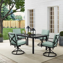 Load image into Gallery viewer, Kaplan 5Pc Outdoor Metal Dining Set Mist/Oil Rubbed Bronze - Table & 4 Swivel Chairs