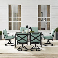 Load image into Gallery viewer, Kaplan 7Pc Outdoor Metal Dining Set Mist/Oil Rubbed Bronze - Table & 6 Swivel Chairs