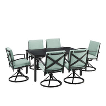 Load image into Gallery viewer, Kaplan 7Pc Outdoor Metal Dining Set Mist/Oil Rubbed Bronze - Table & 6 Swivel Chairs