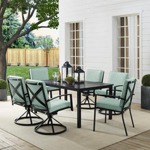 Load image into Gallery viewer, Kaplan 7Pc Outdoor Metal Dining Set Mist/Oil Rubbed Bronze - Table, 4 Swivel Chairs, & 2 Regular Chairs