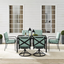Load image into Gallery viewer, Kaplan 7Pc Outdoor Metal Dining Set Mist/Oil Rubbed Bronze - Table, 4 Swivel Chairs, & 2 Regular Chairs