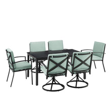 Load image into Gallery viewer, Kaplan 7Pc Outdoor Metal Dining Set Mist/Oil Rubbed Bronze - Table, 4 Swivel Chairs, & 2 Regular Chairs