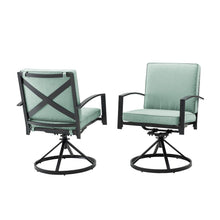 Load image into Gallery viewer, Kaplan 2Pc Outdoor Metal Dining Swivel Chair Set Mist/Oil Rubbed Bronze - 2 Swivel Chairs