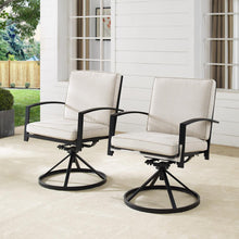 Load image into Gallery viewer, Kaplan 2Pc Outdoor Metal Dining Swivel Chair Set Oatmeal/Oil Rubbed Bronze - 2 Swivel Chairs
