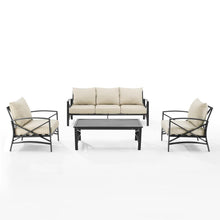Load image into Gallery viewer, Kaplan 4Pc Outdoor Metal Sofa Set Oatmeal/Oil Rubbed Bronze - Sofa, Coffee Table, & 2 Arm Chairs