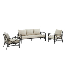 Load image into Gallery viewer, Kaplan 3Pc Outdoor Metal Sofa Set Oatmeal/Oil Rubbed Bronze - Sofa & 2 Arm Chairs