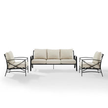 Load image into Gallery viewer, Kaplan 3Pc Outdoor Metal Sofa Set Oatmeal/Oil Rubbed Bronze - Sofa & 2 Arm Chairs