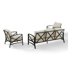 Load image into Gallery viewer, Kaplan 3Pc Outdoor Metal Sofa Set Oatmeal/Oil Rubbed Bronze - Sofa & 2 Arm Chairs