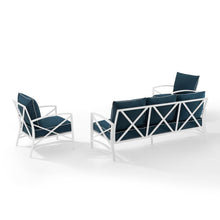 Load image into Gallery viewer, Kaplan 3Pc Outdoor Metal Sofa Set Navy/White - Sofa & 2 Arm Chairs