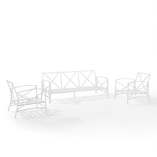 Load image into Gallery viewer, Kaplan 3Pc Outdoor Metal Sofa Set Navy/White - Sofa & 2 Arm Chairs