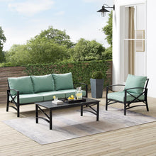 Load image into Gallery viewer, Kaplan 3Pc Outdoor Metal Sofa Set Mist/Oil Rubbed Bronze - Sofa, Arm Chair, & Coffee Table