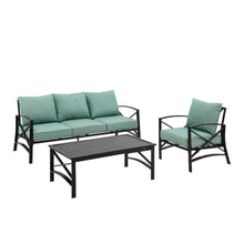 Load image into Gallery viewer, Kaplan 3Pc Outdoor Metal Sofa Set Mist/Oil Rubbed Bronze - Sofa, Arm Chair, & Coffee Table