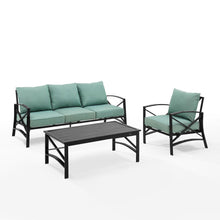 Load image into Gallery viewer, Kaplan 3Pc Outdoor Metal Sofa Set Mist/Oil Rubbed Bronze - Sofa, Arm Chair, & Coffee Table