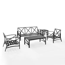 Load image into Gallery viewer, Kaplan 5Pc Outdoor Metal Sofa Set Oatmeal/Oil Rubbed Bronze - Sofa, Coffee Table, Side Table, & 2 Arm Chairs