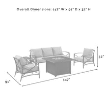 Load image into Gallery viewer, Kaplan 5Pc Outdoor Metal Sofa Set W/Fire Table Mist/Oil Rubbed Bronze - Sofa, Dante Fire Table, Side Table, & 2 Arm Chairs