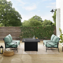 Load image into Gallery viewer, Kaplan 3Pc Outdoor Metal Conversation Set W/Fire Table Mist/Oil Rubbed Bronze - Dante Fire Table & 2 Loveseats