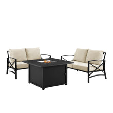 Load image into Gallery viewer, Kaplan 3Pc Outdoor Metal Conversation Set W/Fire Table Oatmeal/Oil Rubbed Bronze - Dante Fire Table & 2 Loveseats