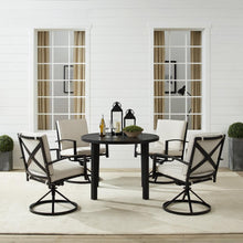 Load image into Gallery viewer, Kaplan 5Pc Outdoor Metal Round Dining Set Oatmeal/Oil Rubbed Bronze - Table & 4 Swivel Chairs