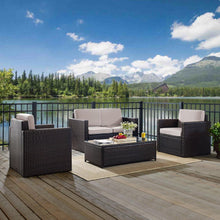 Load image into Gallery viewer, Palm Harbor 4Pc Outdoor Wicker Conversation Set Gray/Brown - Loveseat, Coffee Table, & 2 Chairs