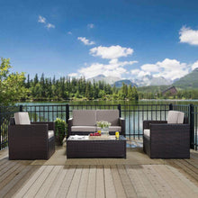 Load image into Gallery viewer, Palm Harbor 4Pc Outdoor Wicker Conversation Set Gray/Brown - Loveseat, Coffee Table, & 2 Chairs