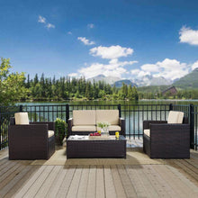 Load image into Gallery viewer, Palm Harbor 4Pc Outdoor Wicker Conversation Set Sand/Brown - Loveseat, Coffee Table, & 2 Chairs