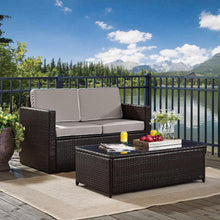 Load image into Gallery viewer, Palm Harbor 2Pc Outdoor Wicker Conversation Set Gray/Brown - Loveseat & Coffee Table