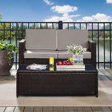 Load image into Gallery viewer, Palm Harbor 2Pc Outdoor Wicker Conversation Set Gray/Brown - Loveseat & Coffee Table