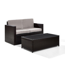 Load image into Gallery viewer, Palm Harbor 2Pc Outdoor Wicker Conversation Set Gray/Brown - Loveseat & Coffee Table