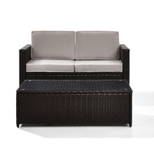 Load image into Gallery viewer, Palm Harbor 2Pc Outdoor Wicker Conversation Set Gray/Brown - Loveseat & Coffee Table