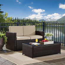 Load image into Gallery viewer, Palm Harbor 2Pc Outdoor Wicker Conversation Set Sand/Brown - Loveseat & Coffee Table
