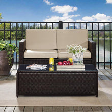 Load image into Gallery viewer, Palm Harbor 2Pc Outdoor Wicker Conversation Set Sand/Brown - Loveseat & Coffee Table