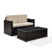 Load image into Gallery viewer, Palm Harbor 2Pc Outdoor Wicker Conversation Set Sand/Brown - Loveseat & Coffee Table