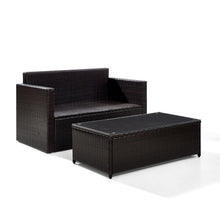 Load image into Gallery viewer, Palm Harbor 2Pc Outdoor Wicker Conversation Set Sand/Brown - Loveseat & Coffee Table