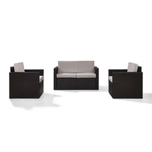 Load image into Gallery viewer, Palm Harbor 3Pc Outdoor Wicker Conversation Set Gray/Brown - Loveseat & 2 Chairs