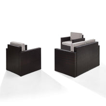 Load image into Gallery viewer, Palm Harbor 3Pc Outdoor Wicker Conversation Set Gray/Brown - Loveseat & 2 Chairs