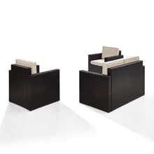 Load image into Gallery viewer, Palm Harbor 3Pc Outdoor Wicker Conversation Set Sand/Brown - Loveseat & 2 Chairs
