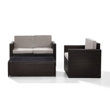Load image into Gallery viewer, Palm Harbor 3Pc Outdoor Wicker Conversation Set Gray/Brown - Loveseat, Chair, & Coffee Table