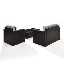 Load image into Gallery viewer, Palm Harbor 3Pc Outdoor Wicker Conversation Set Gray/Brown - Loveseat, Chair, & Coffee Table