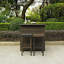 Load image into Gallery viewer, Palm Harbor 3Pc Outdoor Wicker Bar Set Brown - Bar & Stools
