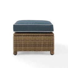 Load image into Gallery viewer, Bradenton Outdoor Wicker Ottoman Navy /Weathered Brown