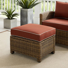 Load image into Gallery viewer, Bradenton Outdoor Wicker Ottoman Sangria/Weathered Brown